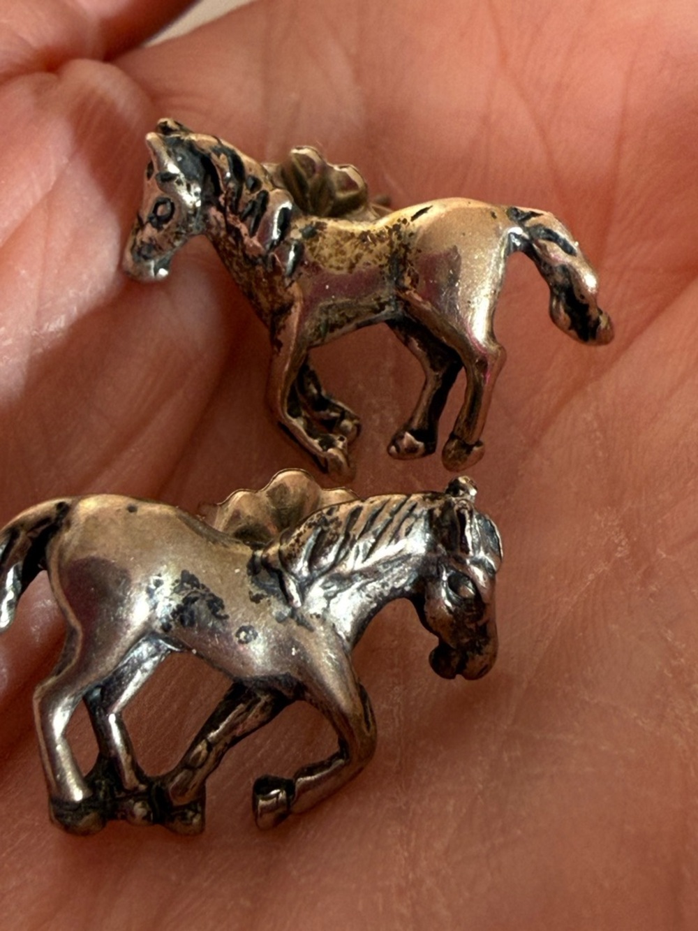 Vintage Sterling Silver OTTO Sculpted Horse Western Southwestern Earrings